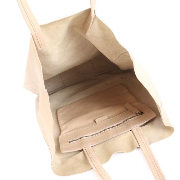 Celine Horizontal Cabas Leather Tote Bag Shoulder Hand A4 Beige Women's RRE - Picture 7 of 8